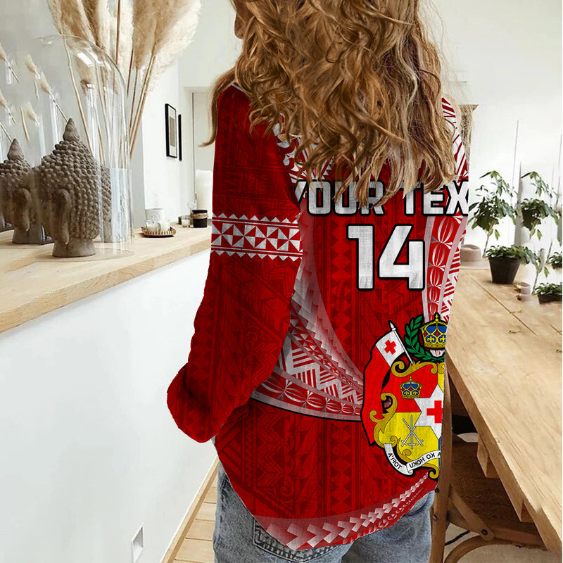 (Custom Text And Number) Tonga Rugby Mate Maa Tonga Pacific Tongan Ngatu Women Casual Shirt