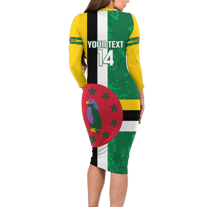 Custom Dominica Football 2025 Go Dominik Long Sleeve Bodycon Dress