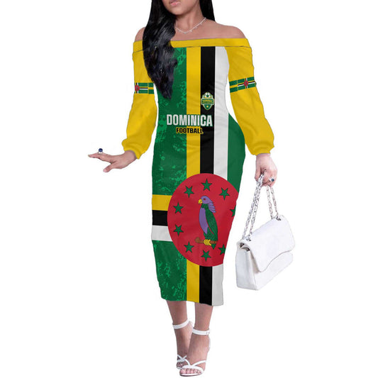 Custom Dominica Football 2025 Go Dominik Off The Shoulder Long Sleeve Dress
