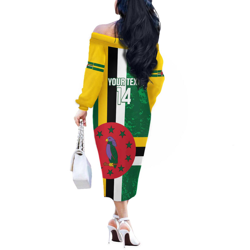 Custom Dominica Football 2025 Go Dominik Off The Shoulder Long Sleeve Dress