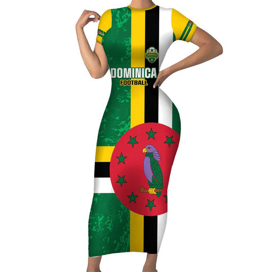 Custom Dominica Football 2025 Go Dominik Short Sleeve Bodycon Dress