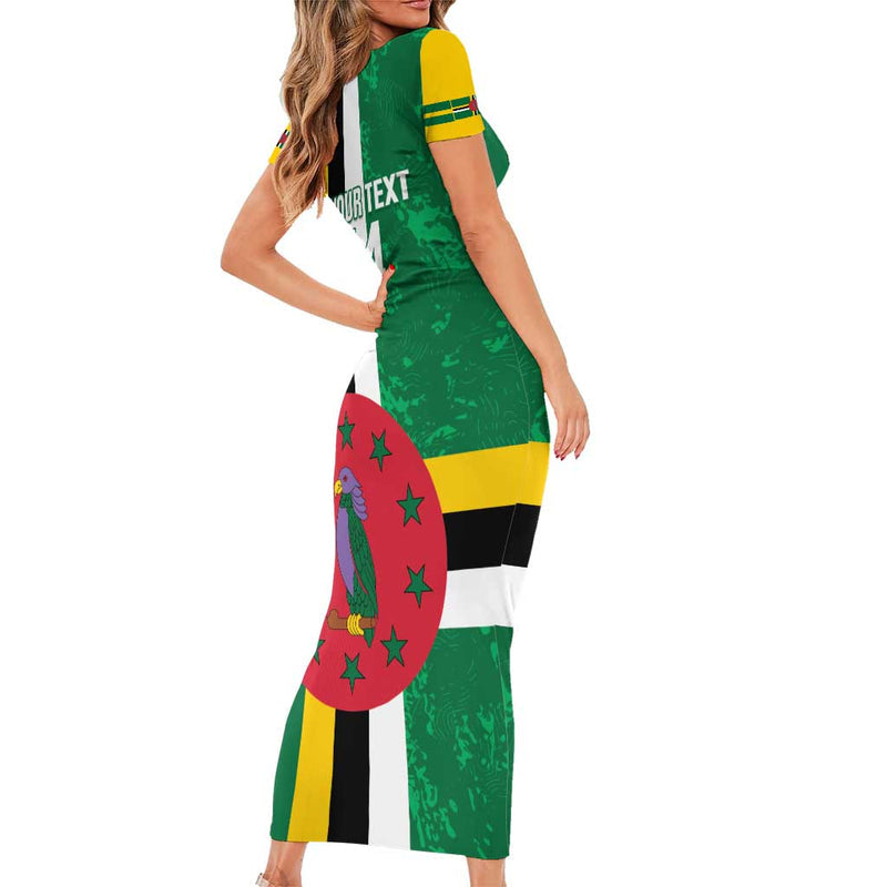 Custom Dominica Football 2025 Go Dominik Short Sleeve Bodycon Dress