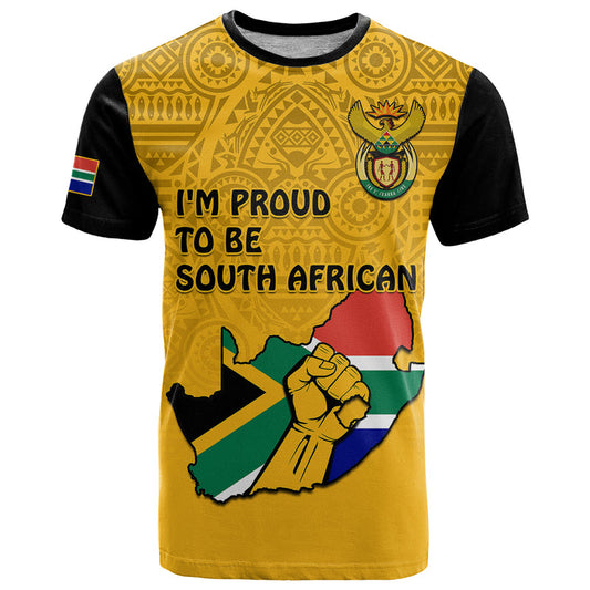 Custom South Africa African Pattern Happy Freedom Day Yellow Version T Shirt