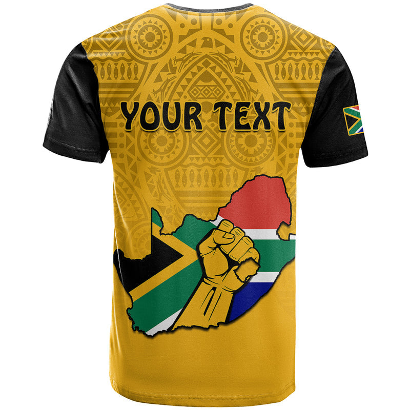 Custom South Africa African Pattern Happy Freedom Day Yellow Version T Shirt