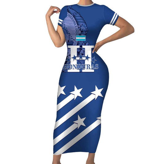 Custom Honduras Football 2025 Vamos Los Catrachos Short Sleeve Bodycon Dress