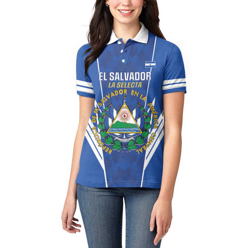 Custom El Salvador Football 2025 Vamos La Selecta Women Polo Shirt