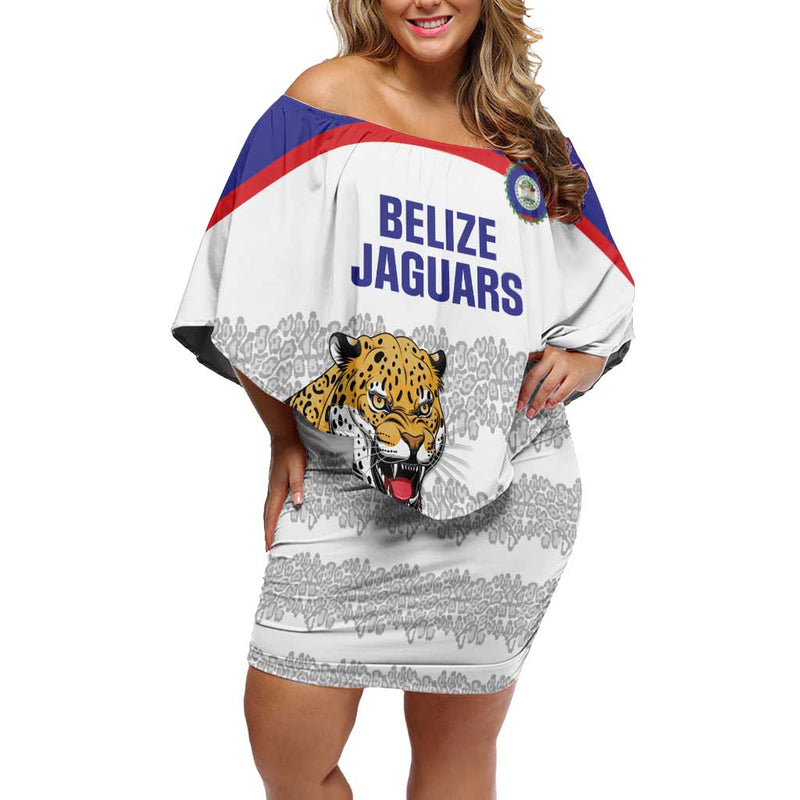Custom Belize Football 2025 Go Jaguars Off Shoulder Short Dress