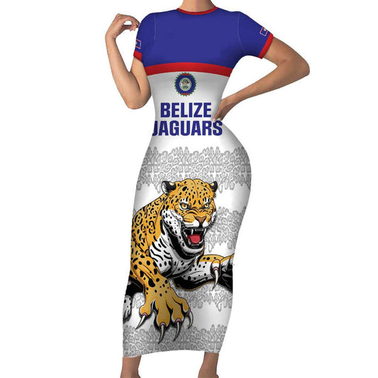 Custom Belize Football 2025 Go Jaguars Short Sleeve Bodycon Dress