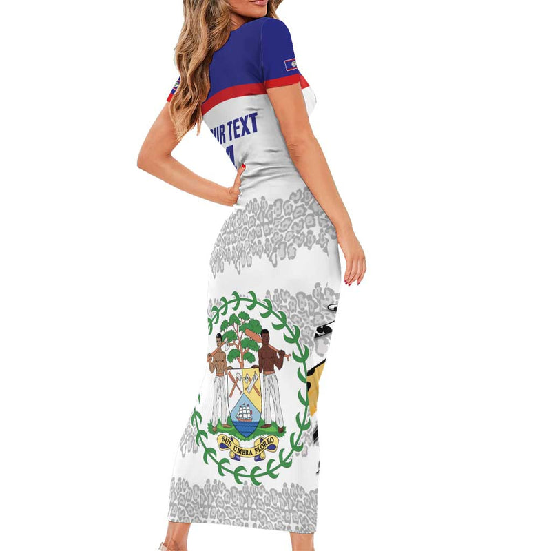 Custom Belize Football 2025 Go Jaguars Short Sleeve Bodycon Dress