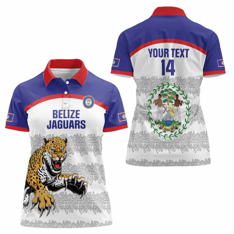 Custom Belize Football 2025 Go Jaguars Women Polo Shirt