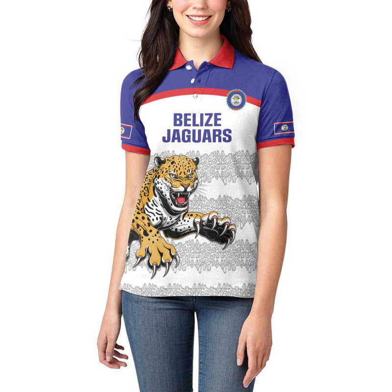 Custom Belize Football 2025 Go Jaguars Women Polo Shirt