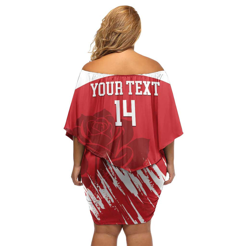 Custom England Lacrosse Go Champions Rose Off Shoulder Short Dress