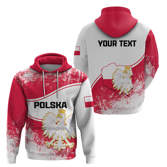 Custom Poland Constitution Day Coat Of Arms Grunge Style Hoodie