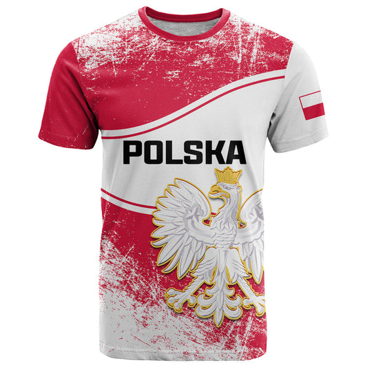 Custom Poland Constitution Day Coat Of Arms Grunge Style T Shirt