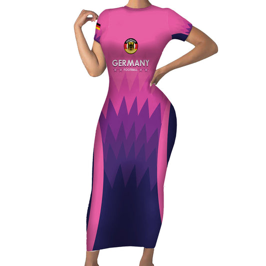 Custom Germany Football 2024 Nationalelf - Pink Version Short Sleeve Bodycon Dress