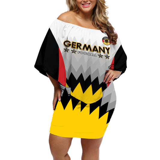 Custom Germany Football 2024 Nationalelf - White Version Off Shoulder Short Dress