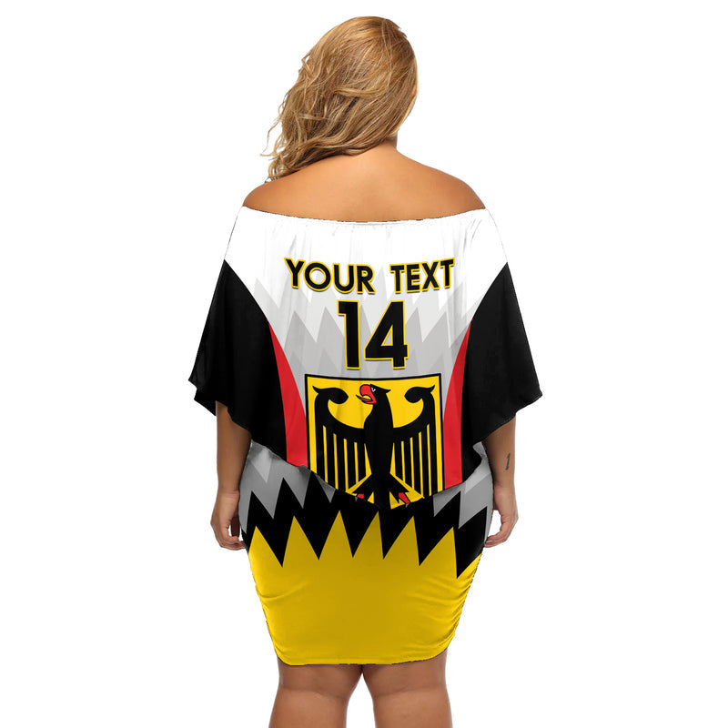 Custom Germany Football 2024 Nationalelf - White Version Off Shoulder Short Dress