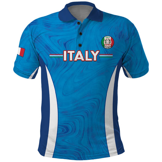 Custom Italy Football 2024 Gli Azzurri Marble Pattern Polo Shirt