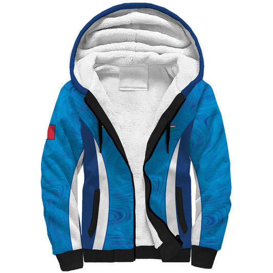 Custom Italy Football 2024 Gli Azzurri Marble Pattern Sherpa Hoodie