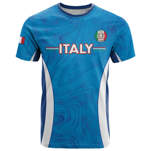Custom Italy Football 2024 Gli Azzurri Marble Pattern T Shirt
