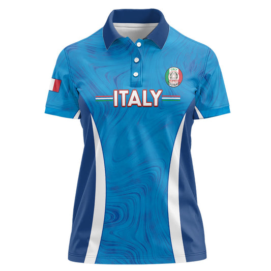 Custom Italy Football 2024 Gli Azzurri Marble Pattern Women Polo Shirt