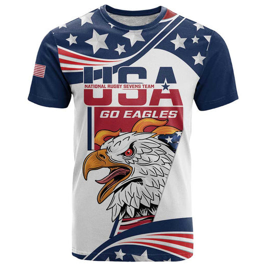 Custom USA Rugby Sevens Go Eagles Flag Style T Shirt