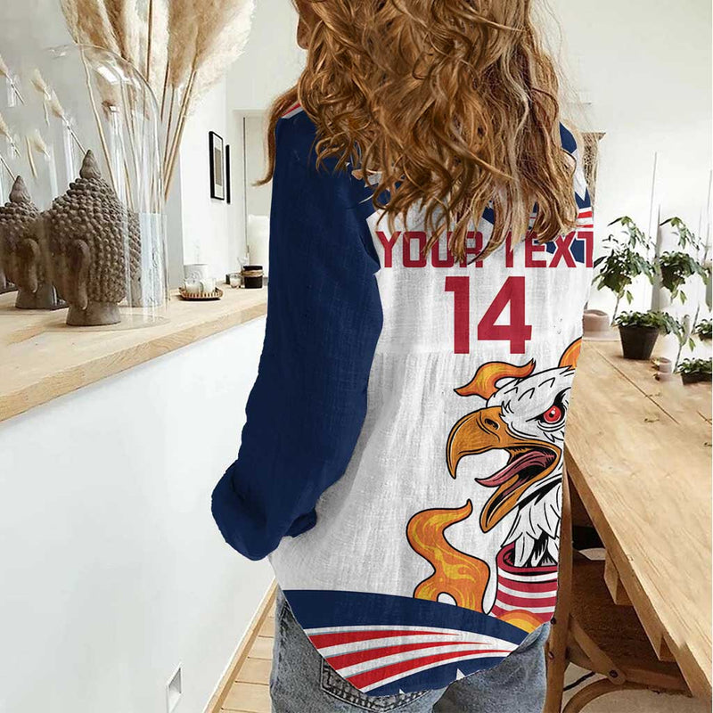 Custom USA Rugby Sevens Go Eagles Flag Style Women Casual Shirt