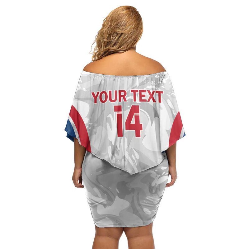 Custom England Darts Go Champions Grunge Marble Style Off Shoulder Short Dress
