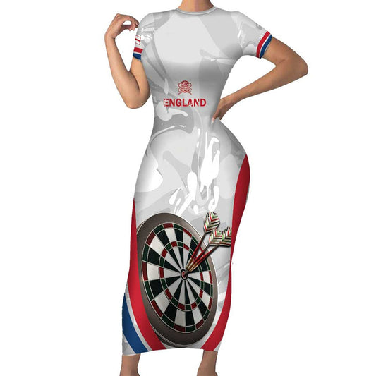 Custom England Darts Go Champions Grunge Marble Style Short Sleeve Bodycon Dress