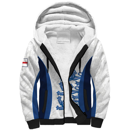Custom England Football 2024 Go Champions Three Lions Sherpa Hoodie