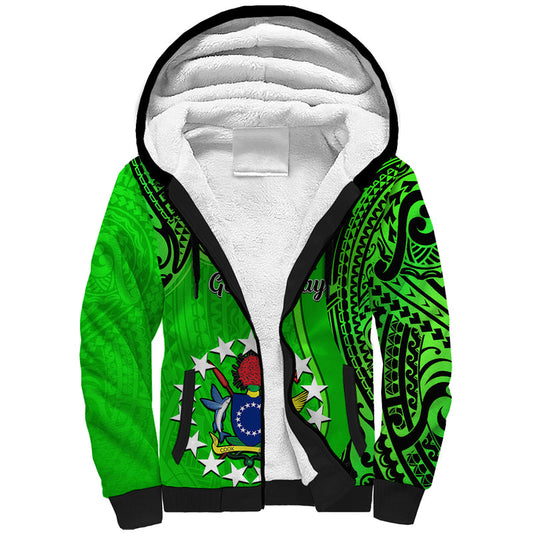 25 July Rarotonga Island Gospel Day Cook Islands Tribal Pattern Sherpa Hoodie