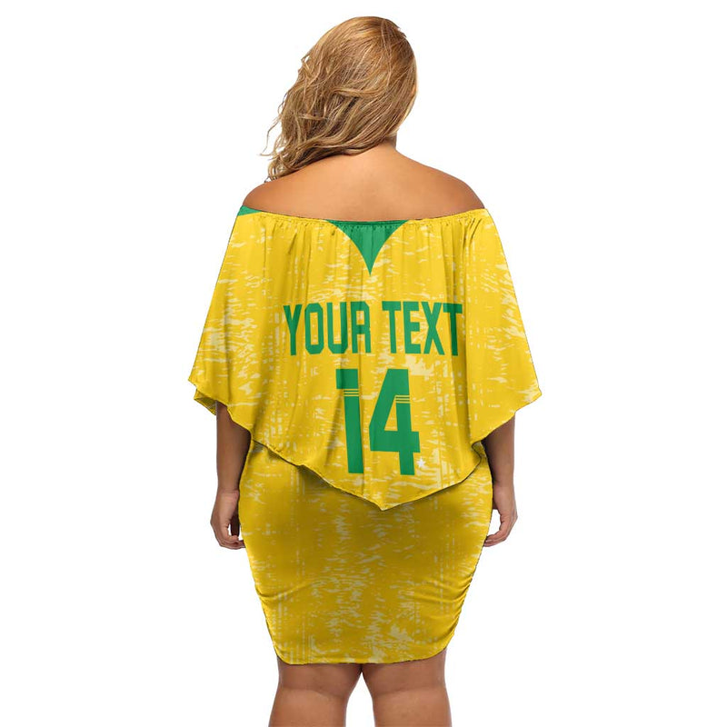 Custom Brasil Volleyball Vai Canarinhos! Off Shoulder Short Dress