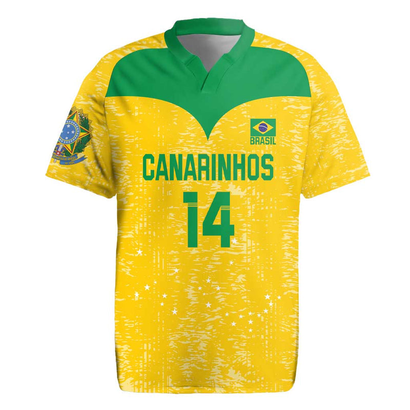 Custom Brasil Volleyball Vai Canarinhos! Rugby Jersey