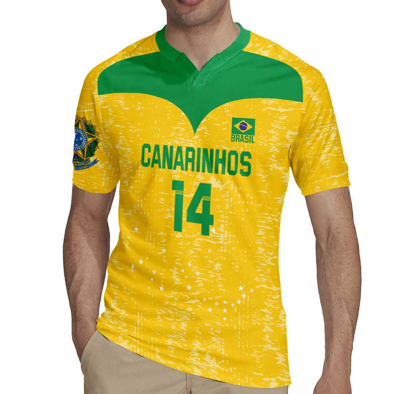 Custom Brasil Volleyball Vai Canarinhos! Rugby Jersey