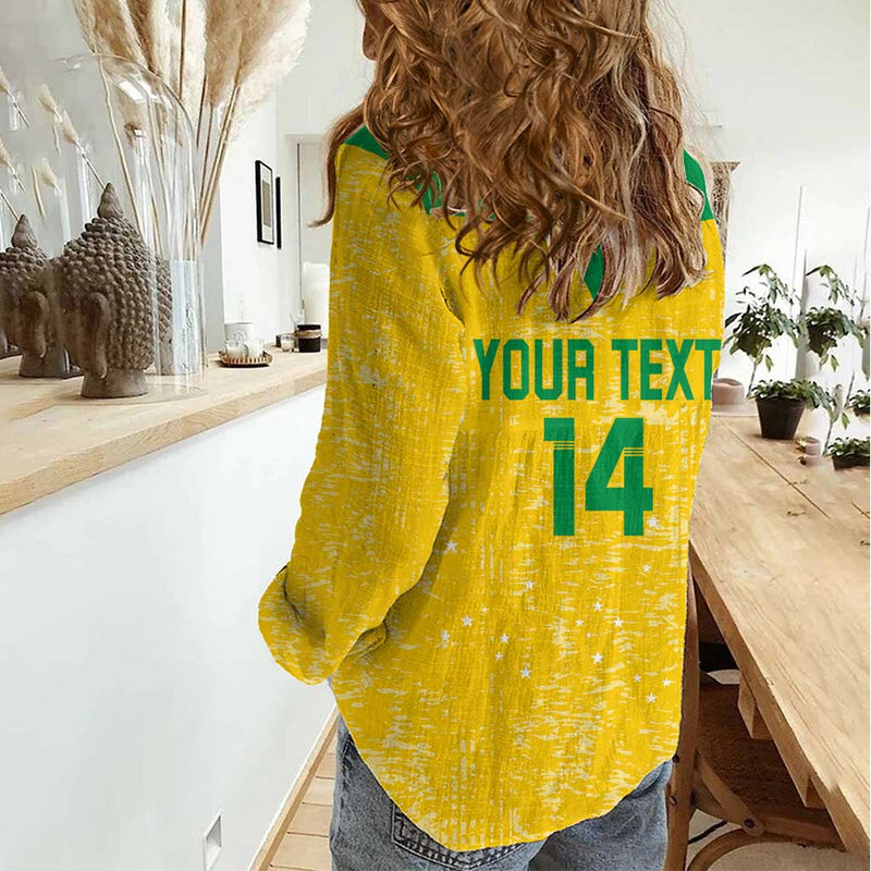 Custom Brasil Volleyball Vai Canarinhos! Women Casual Shirt