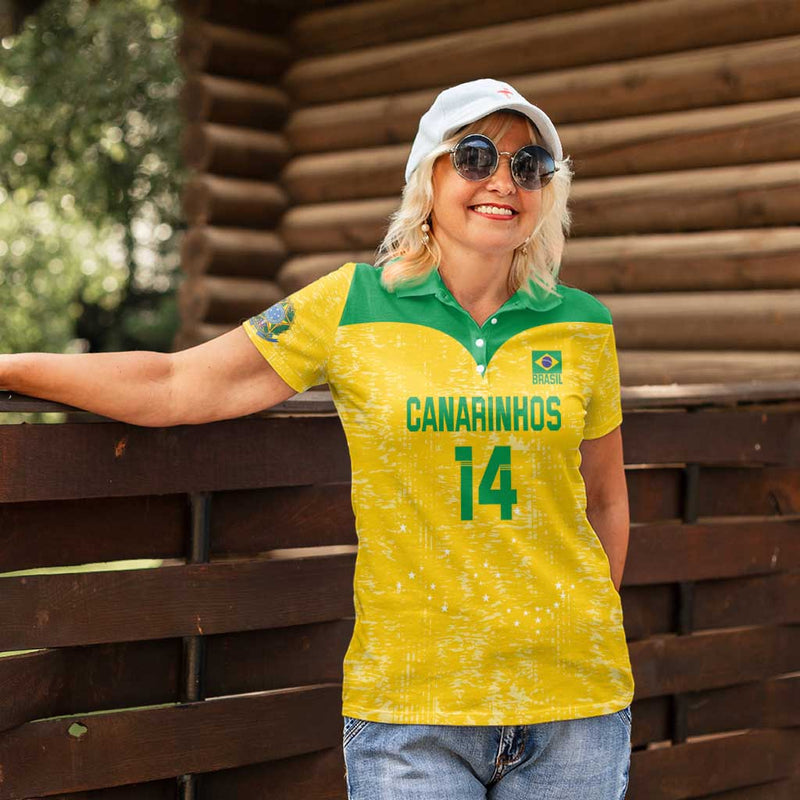Custom Brasil Volleyball Vai Canarinhos! Women Polo Shirt