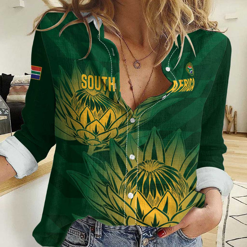 Custom South Africa Cricket Go Champions Proteas Women Casual Shirt