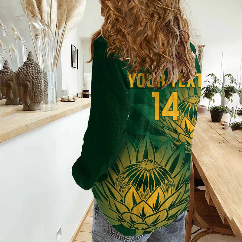 Custom South Africa Cricket Go Champions Proteas Women Casual Shirt