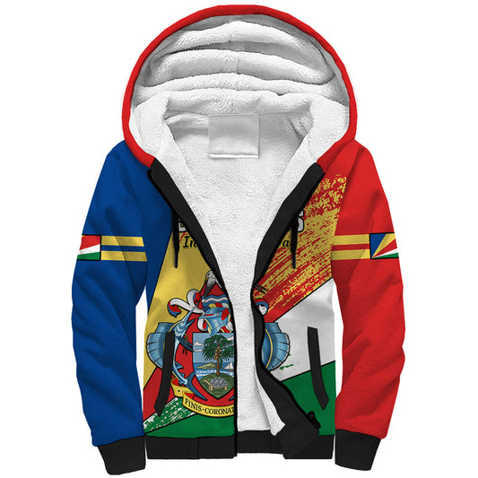 29 June Seychelles Independence Day Flag Style Sherpa Hoodie
