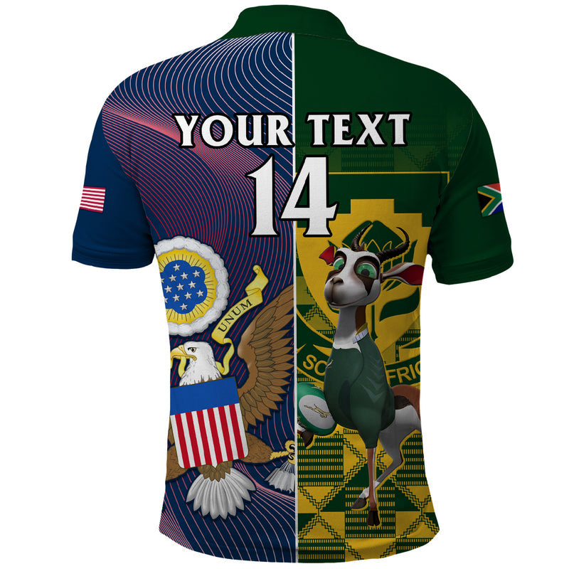 Custom South Africa And United States Rugby 2023 Springboks Combine Eagles Polo Shirt