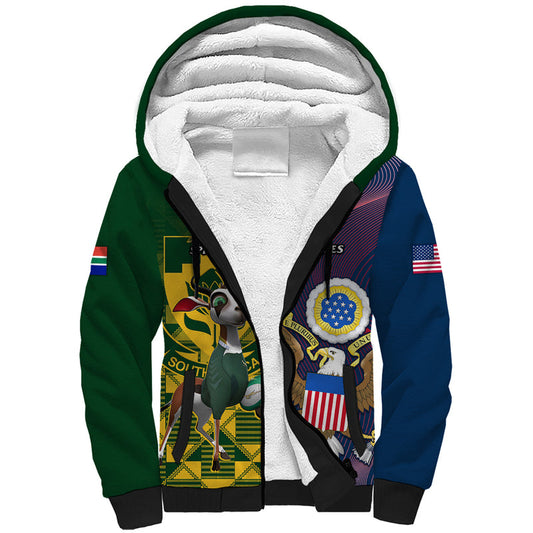 Custom South Africa And United States Rugby 2023 Springboks Combine Eagles Sherpa Hoodie