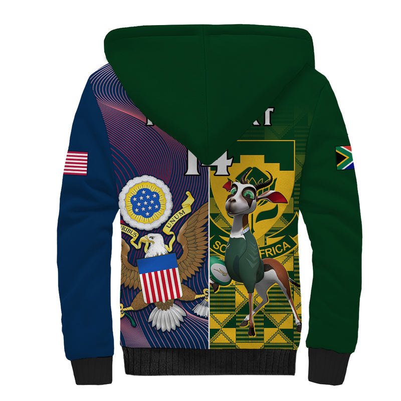 Custom South Africa And United States Rugby 2023 Springboks Combine Eagles Sherpa Hoodie
