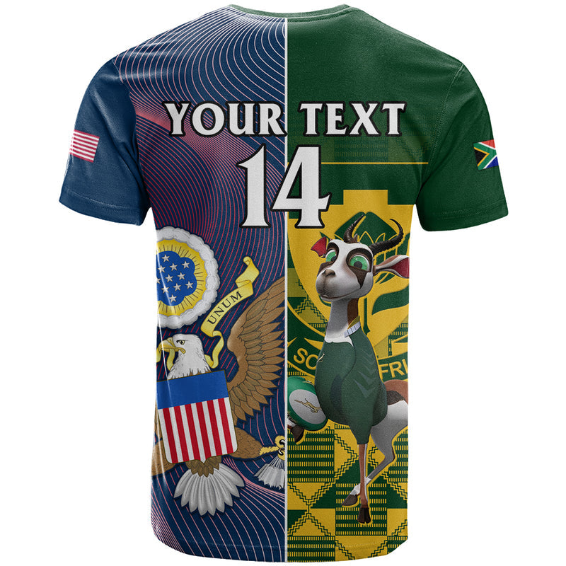 Custom South Africa And United States Rugby 2023 Springboks Combine Eagles T Shirt