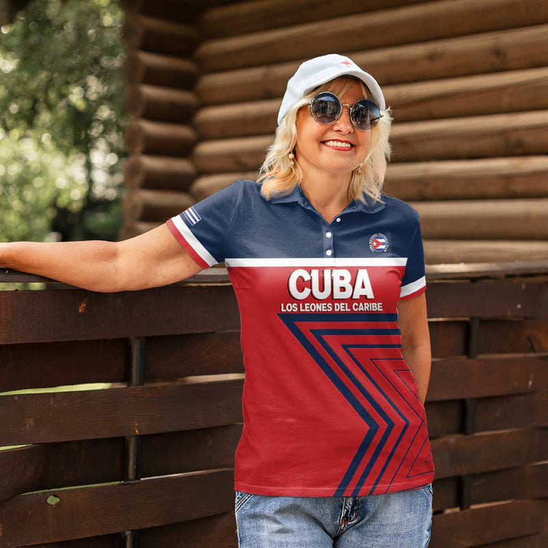Custom Cuba Football 2025 Los Leones del Caribe Women Polo Shirt