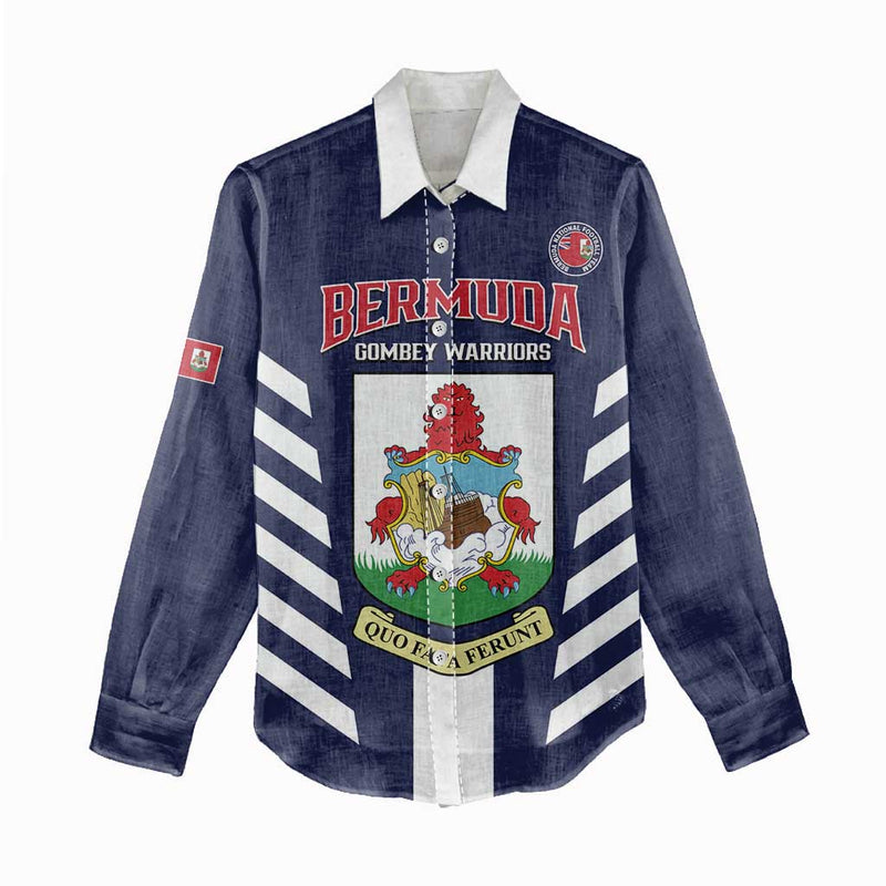 Custom Bermuda Football 2025 Go Gombey Warriors - Blue Women Casual Shirt