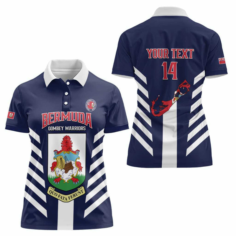 Custom Bermuda Football 2025 Go Gombey Warriors - Blue Women Polo Shirt