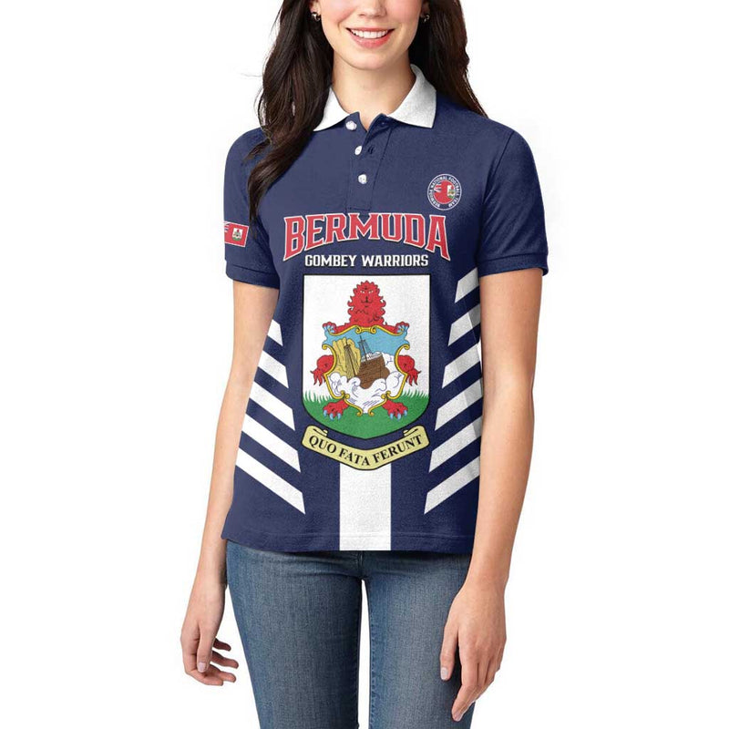 Custom Bermuda Football 2025 Go Gombey Warriors - Blue Women Polo Shirt