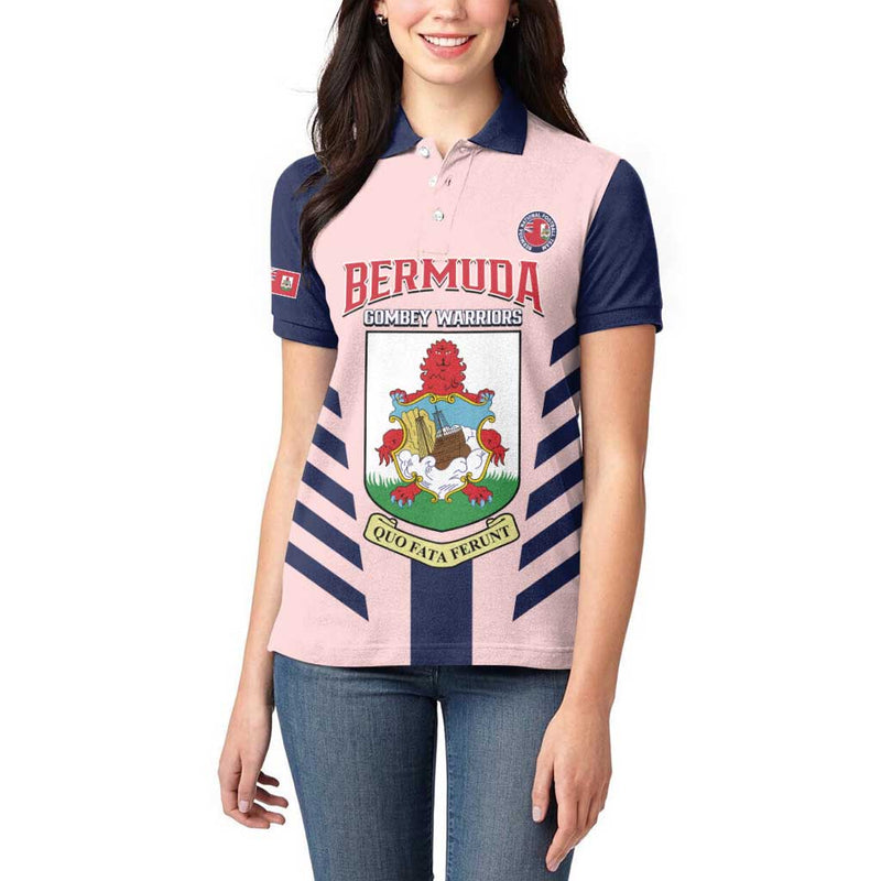 Custom Bermuda Football 2025 Go Gombey Warriors - Pink Women Polo Shirt