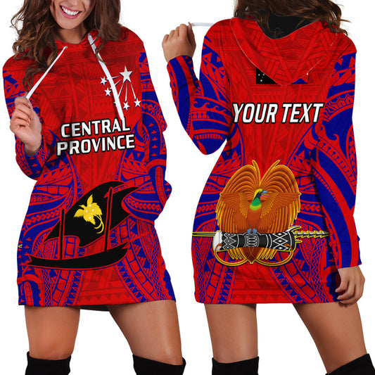 (Custom Personalised) Papua New Guinea Central Province Mix Coat Of Arms Polynesian Art Hoodie Dress