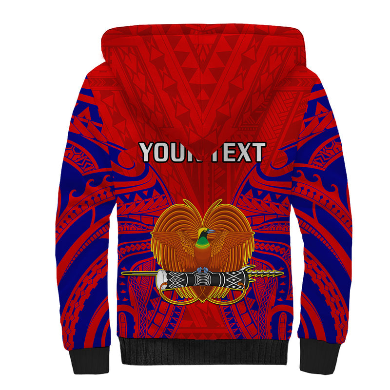 (Custom Personalised) Papua New Guinea Central Province Mix Coat Of Arms Polynesian Art Sherpa Hoodie